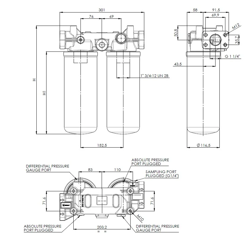 Filtrec - FAPA421000BB6B6F7MDZ000S0 - Leitungsfiltergehäuse (Druckfilter)