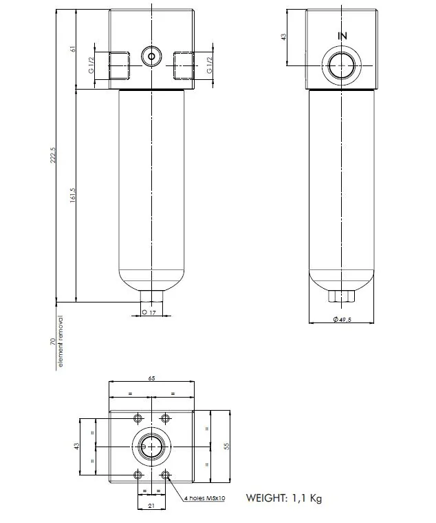 Filtrec - FH250D108000BBB3D0S000A0 - Leitungsfiltergehäuse (Druckfilter)