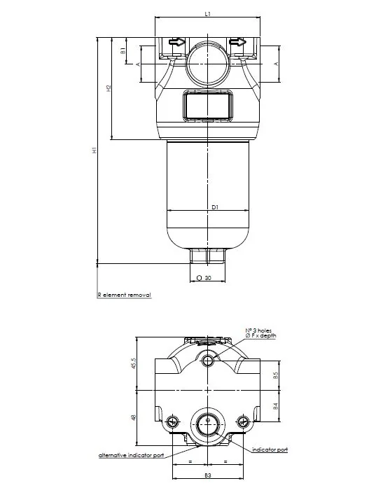 Filtrec - FH320D120000BB3DS000S0 - Leitungsfiltergehäuse (Druckfilter)