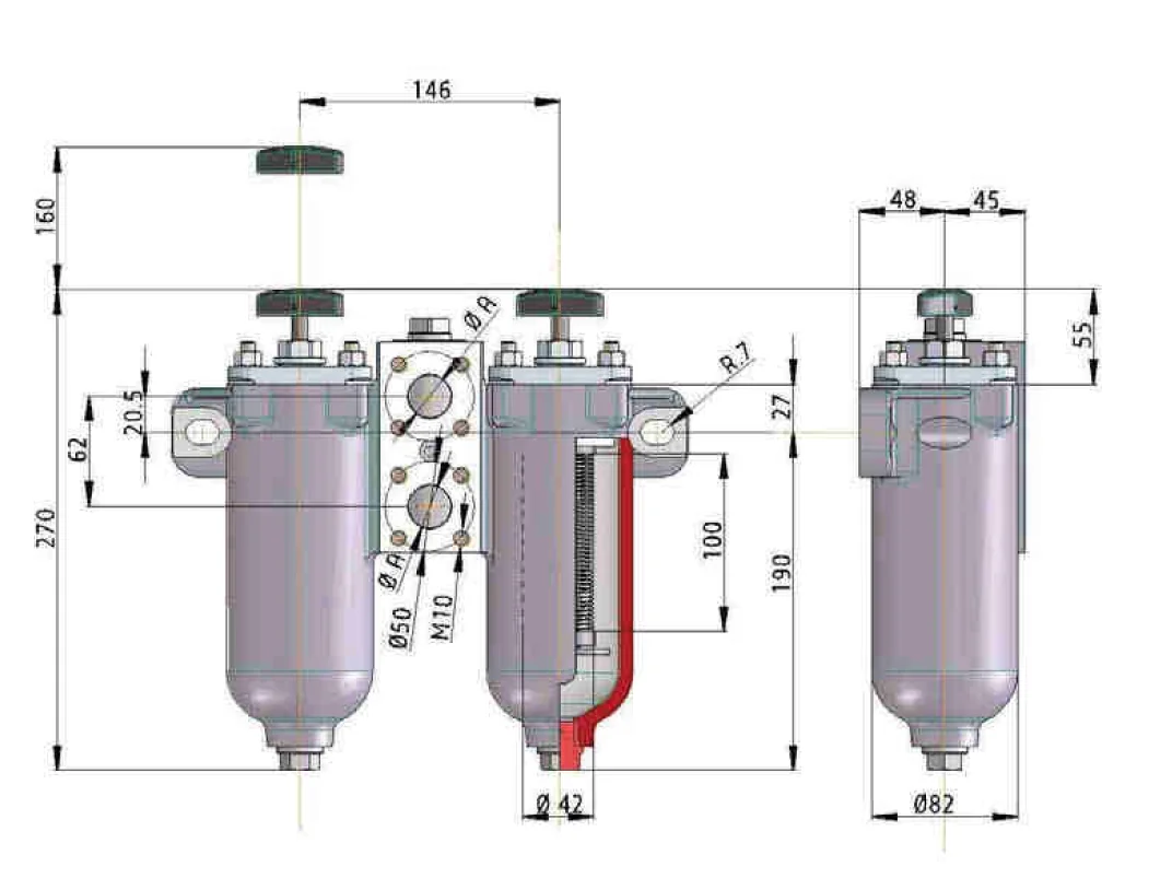 Filtrec - KMGW00002 - Drahtspaltfilter umschaltbar, 0,1 mm