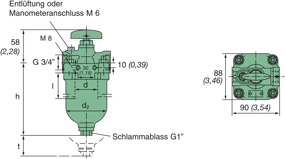 Filtrec - KMGW00003 - Drahtspaltfilter, 0,05 mm Spaltweite