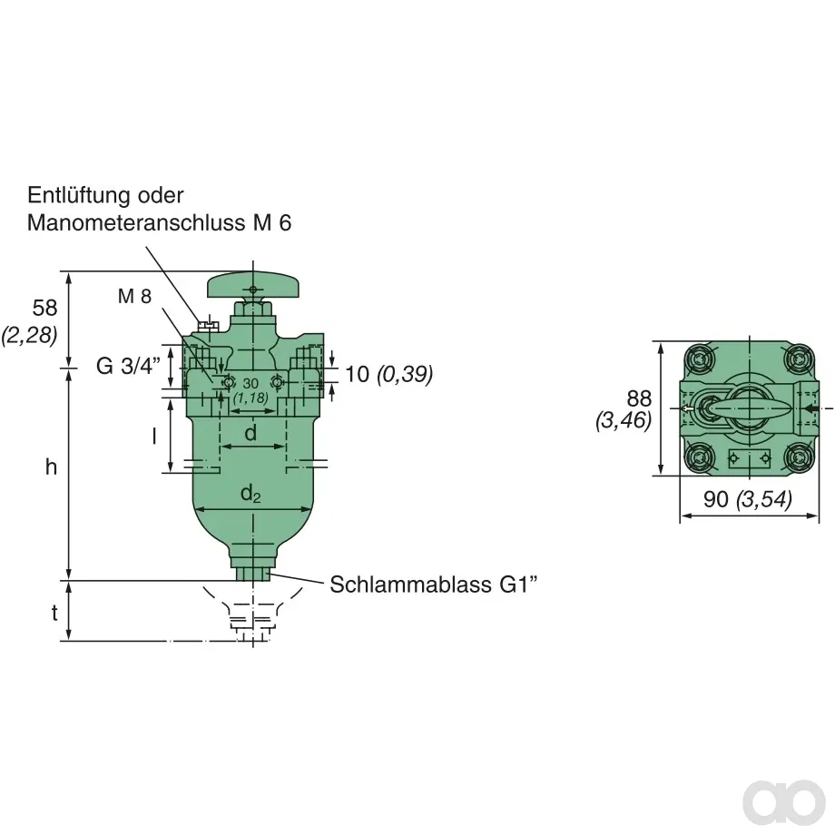 Filtrec - KMGW00006 - Drahtspaltfilter, 0,1 mm Spaltweite