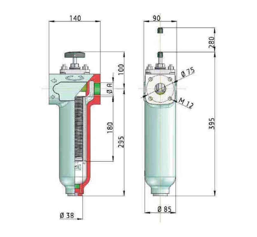 Filtrec - KMGW00008 - Drahtspaltfilter, 0,03 mm Spaltweite
