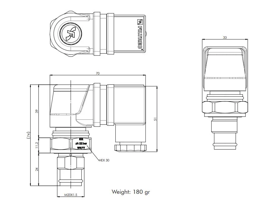 Filtrec - VEF2 - Differenzdruckschalter 2,7 bar (opt/el)
