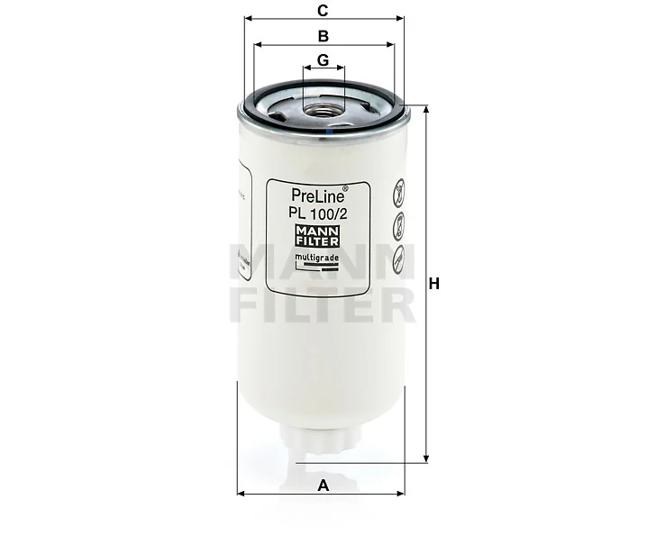 Mann-Filter - PL 100/2 - Kraftstofffilter SpinOn (Vorfilter)