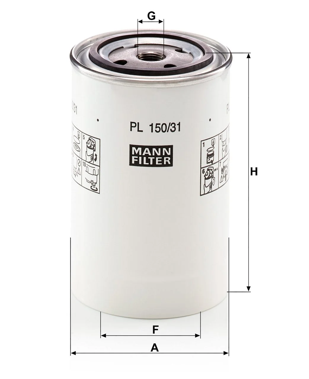 Mann-Filter - PL 150/31 x - Kraftstofffilter SpinOn (Vorfilter)