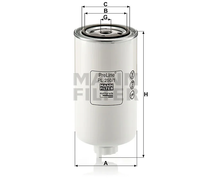 Mann-Filter - PL 250/1 - Kraftstofffilter SpinOn (Vorfilter)