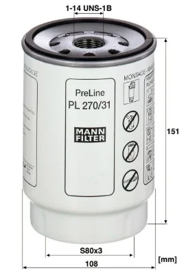 Mann-Filter - PL 270/31 z - Kraftstofffilter SpinOn (Vorfilter)