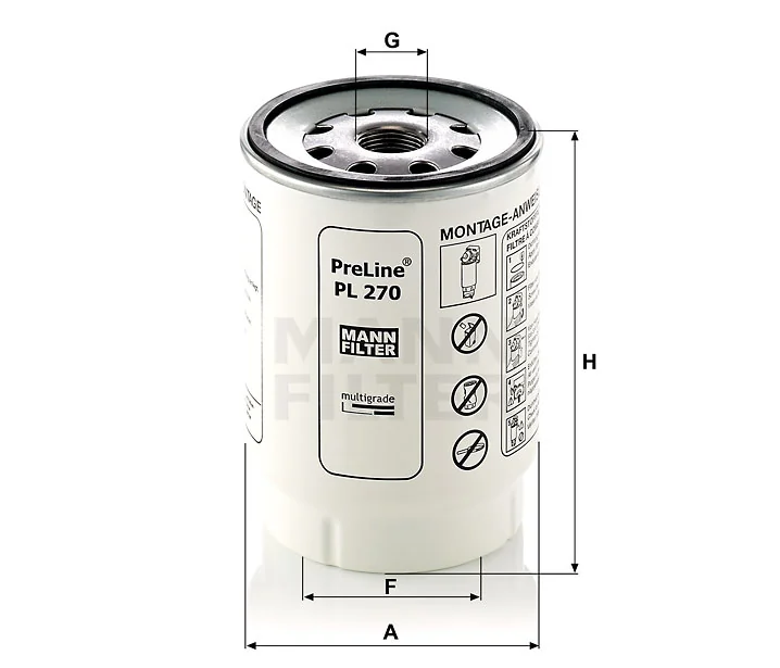 Mann-Filter - PL 270 x - Kraftstofffilter SpinOn (Vorfilter)