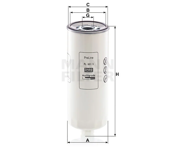 Mann-Filter - PL 601/3 - Kraftstofffilter SpinOn (Vorfilter)