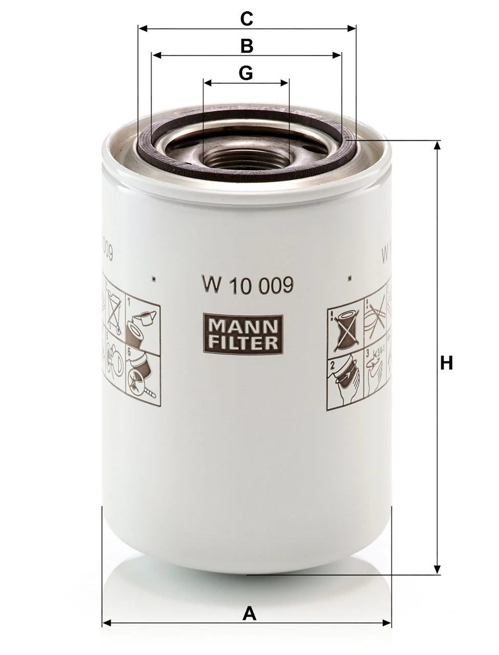 Mann-Filter - W 10 009 - Hydraulikfilter SpinOn
