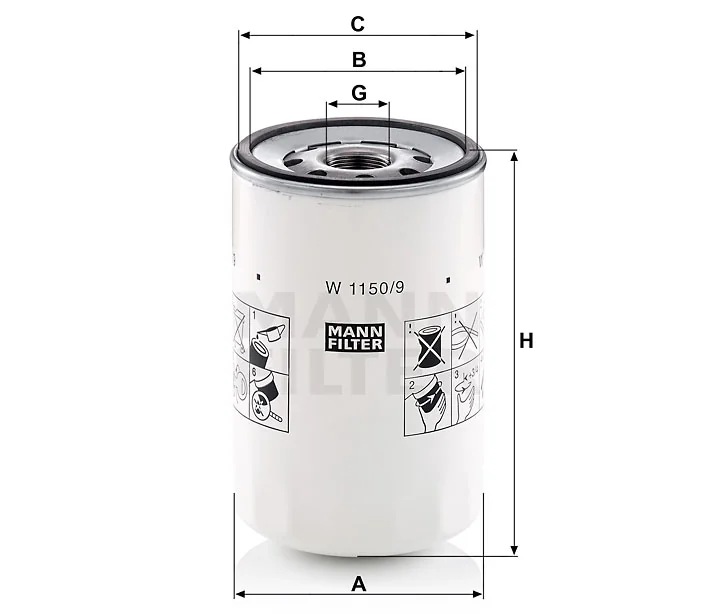 Mann-Filter - W 1150/9 - Ölfilter SpinOn