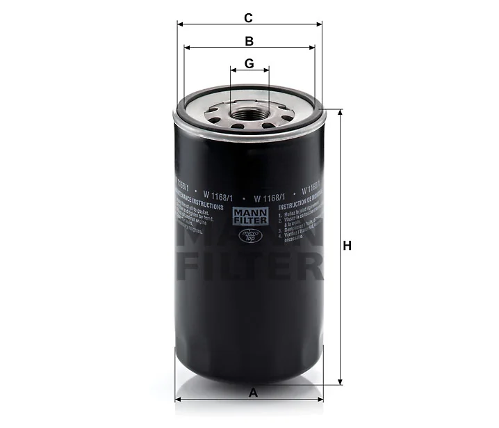 Mann-Filter - W 1168/1 - Wechselfilter SpinOn