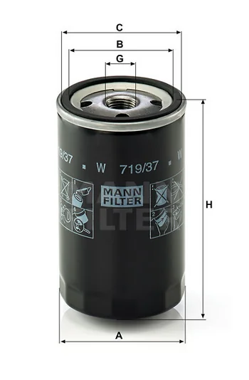 Mann-Filter - W 719/37 - Wechselfilter SpinOn
