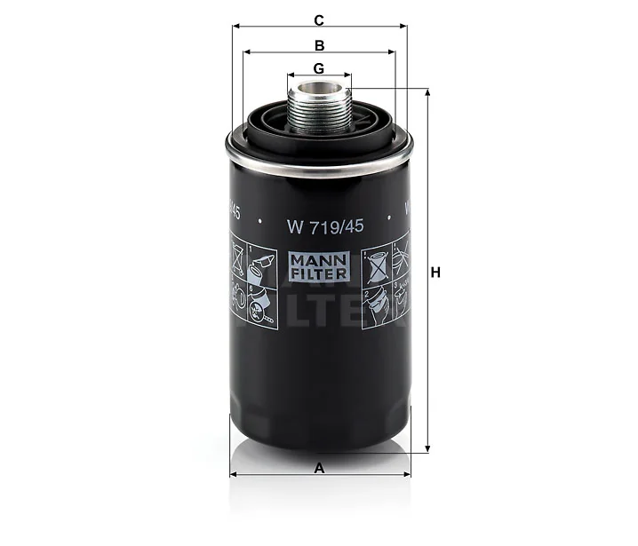 Mann-Filter - W 719/45 - Wechselfilter SpinOn