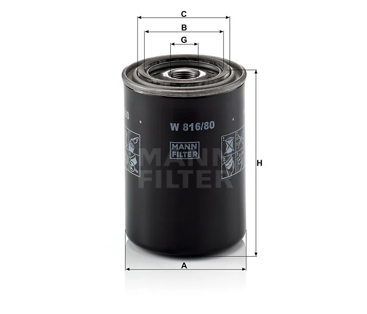 Mann-Filter - W 816/80 - Wechselfilter SpinOn