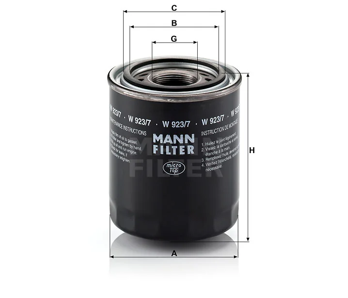 Mann-Filter - W 923/7 - Wechselfilter SpinOn