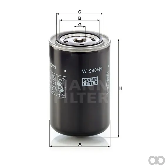 Mann-Filter - W 940/49 - Wechselfilter SpinOn