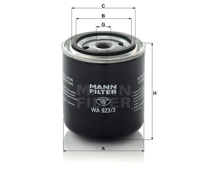 Mann-Filter - WA 923/3 - Kühlflüssigkeitsfilter SpinOn