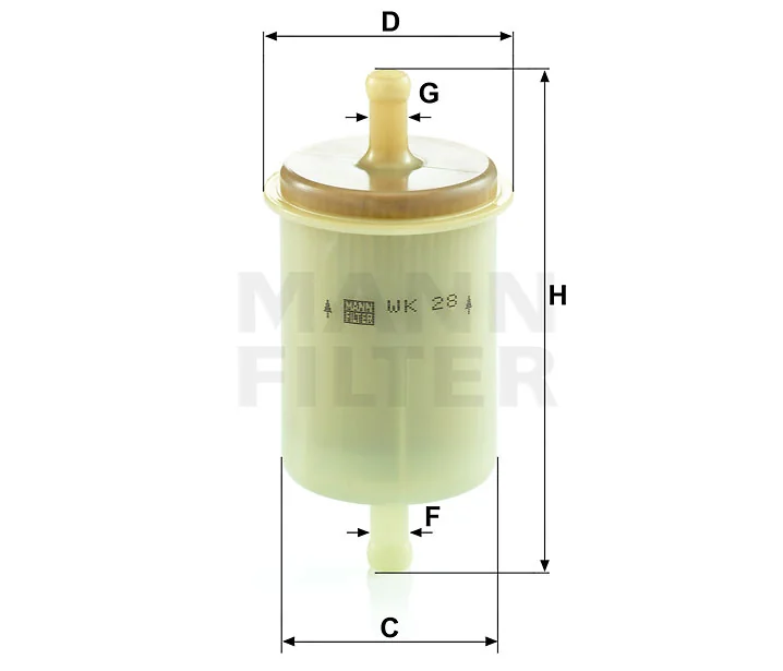 Mann-Filter - WK 28 - Kraftstoff-Leitungsfilter Inline