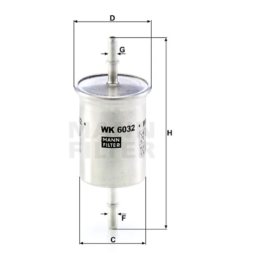 Mann-Filter - WK 6032 - Kraftstoff-Leitungsfilter (Inline)
