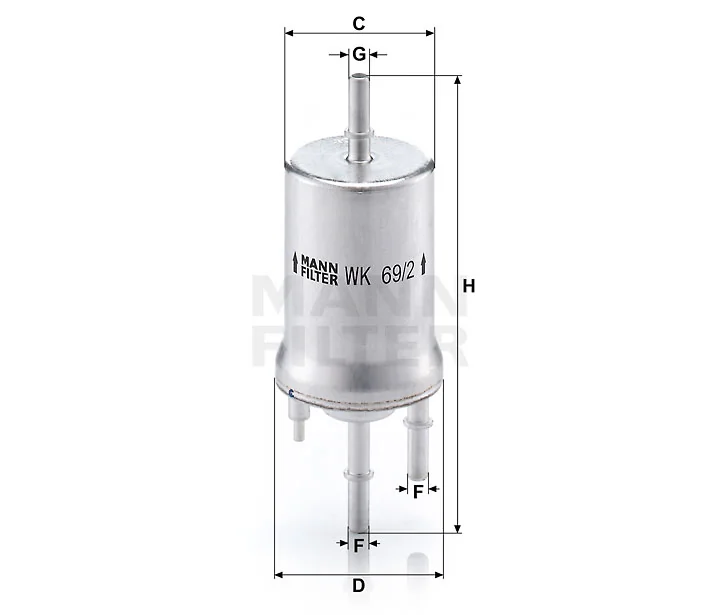 Mann-Filter - WK 69/2 - Kraftstoff-Leitungsfilter (Inline)