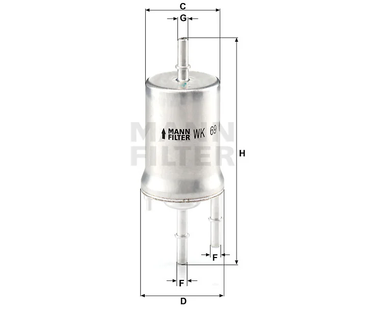 Mann-Filter - WK 69 - Kraftstoff-Leitungsfilter (Inline)