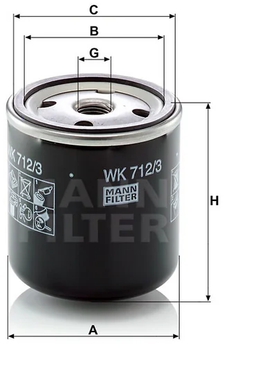 Mann-Filter - WK 712/3 - Kraftstoffwechselfilter