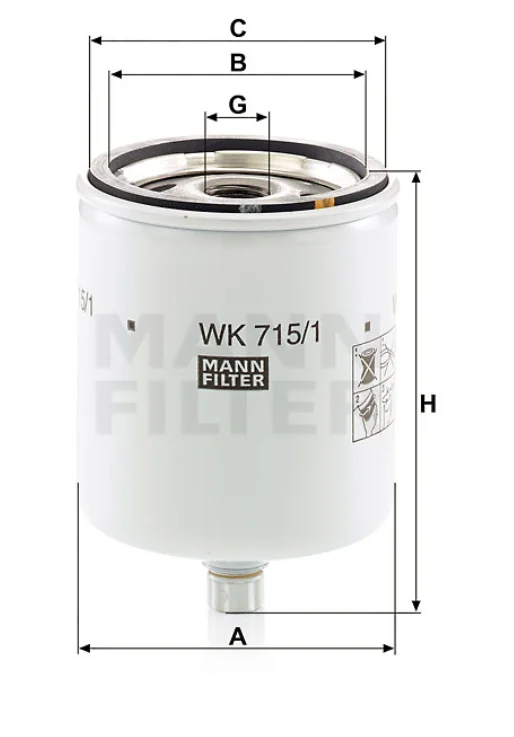 Mann-Filter - WK 715/1 x - Kraftstofffilter SpinOn