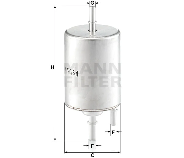 Mann-Filter - WK 720/3 - Kraftstoff-Leitungsfilter Inline