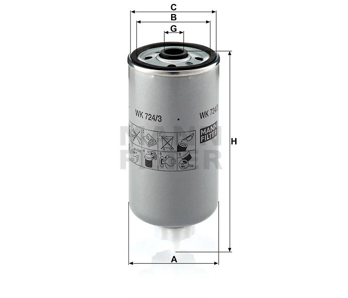Mann-Filter - WK 724/3 - Kraftstoffwechselfilter