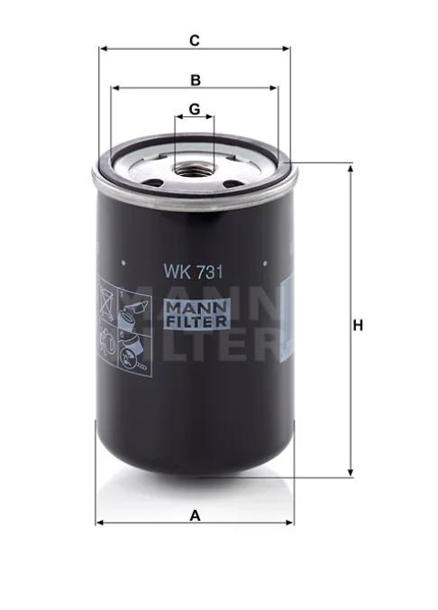 Mann-Filter - WK 731 - Kraftstofffilter SpinOn