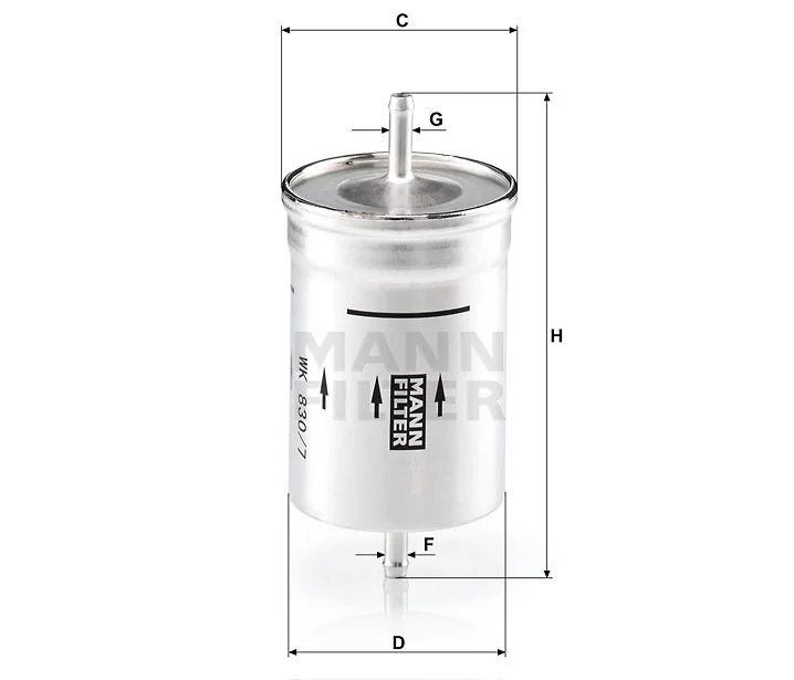 Mann-Filter - WK 830/7 - Kraftstoff-Leitungsfilter (Inline)