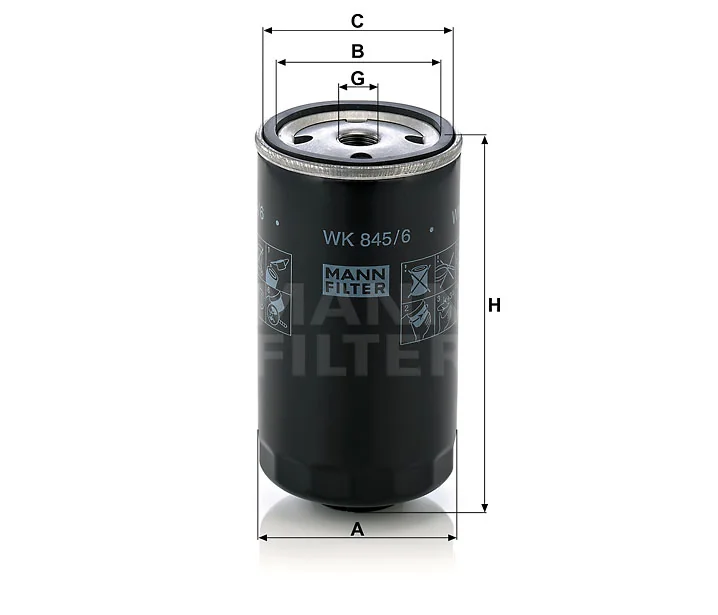 Mann-Filter - WK 845/6 - Kraftstoffwechselfilter