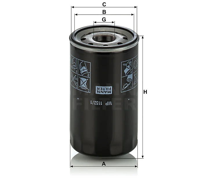 Mann-Filter - WP 1152/1 - Wechselfilter SpinOn (Nebenstrom)