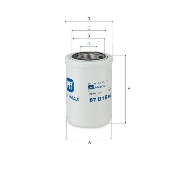 UFI Filters - 87.015.00 - Hydraulikfilter SpinOn