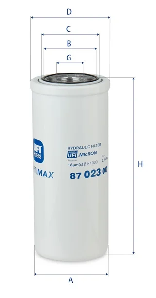 UFI Filters - 87.023.00 - Hydraulikfilter SpinOn