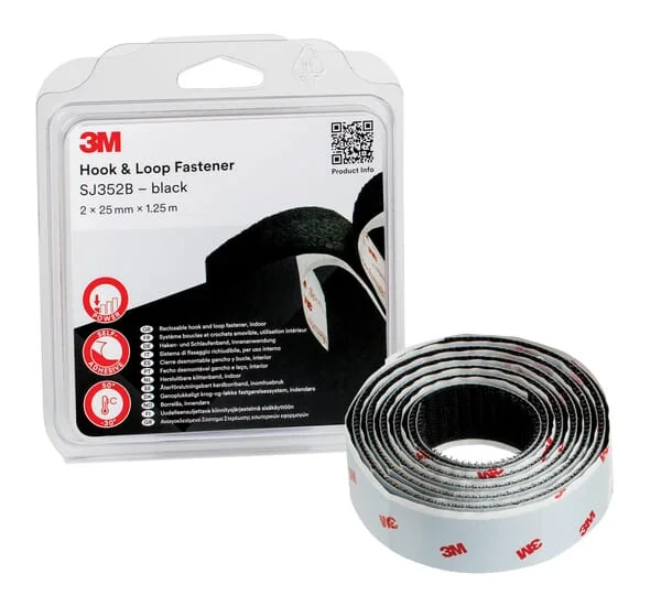 3M - 7100123266 - Klettband 25mmx1,25m SJ352BBK IPC, 3M