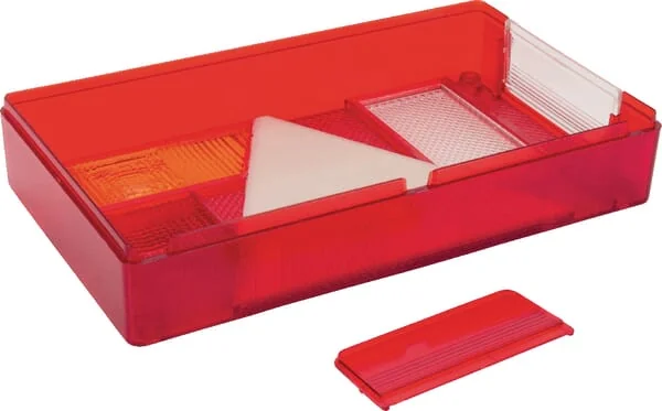 Ajba - LA62204 - Leuchtenglas, Rot/Transparent/Bernsteinfarben, Rechteckig 235x135x35mm Hinten/Rechts Ajba