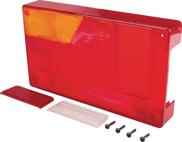 Ajba - LA62205 - Leuchtenglas, Rot/Transparent/Bernsteinfarben, Rechteckig 235x135x35mm Hinten/Links Ajba
