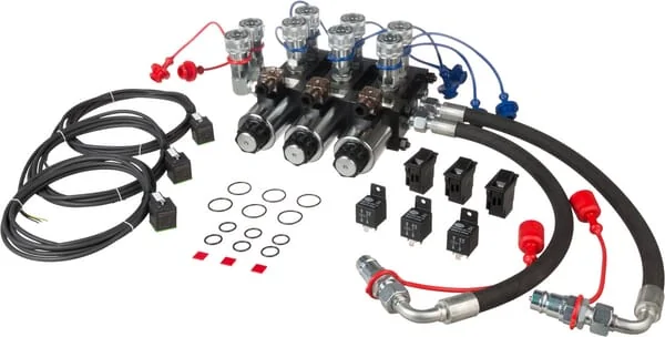 AK Regeltechnik - 10412AK10141SET - 10/4-Umlenkventilsatz 12VDC mit Kupplungen und Schlaeuchen