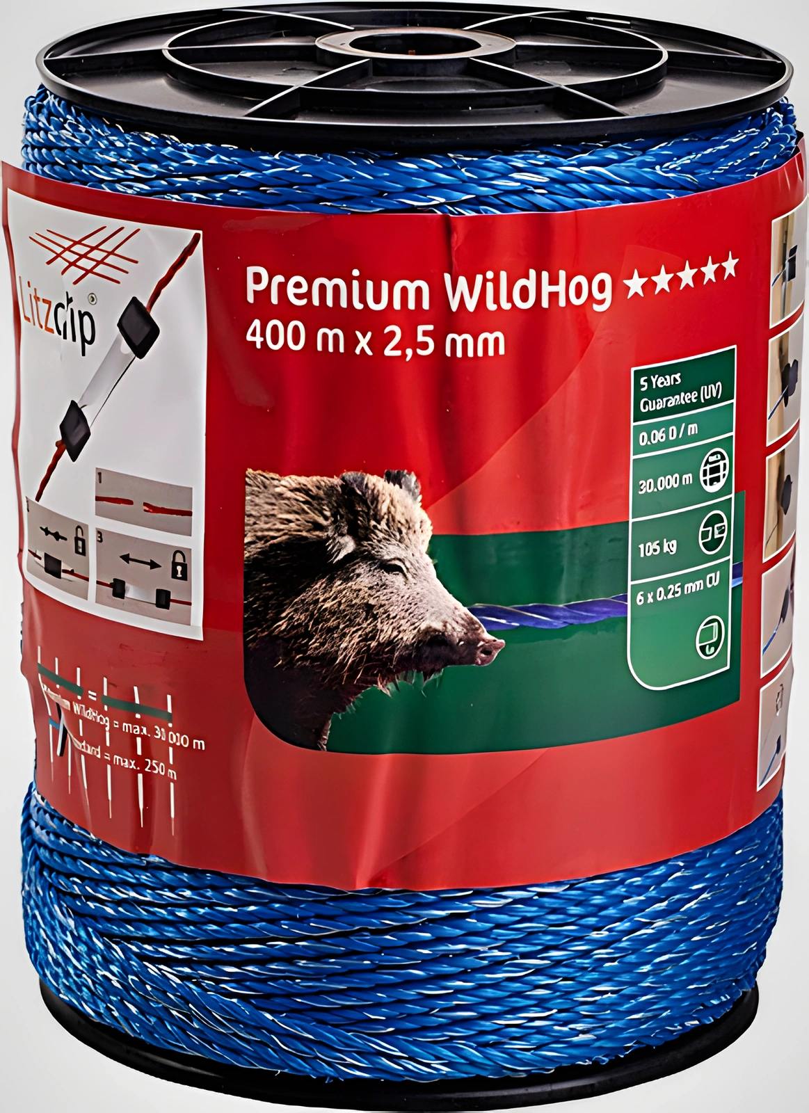 AKO - 449312 - Premium Wildhog Polywire 6x0,25, Cu Blau, 400m