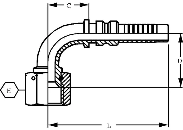 Alfagomma - DKJH201790G2 - Hydraulikkupplung 4SH DN20-1.1/16" UNF 90°