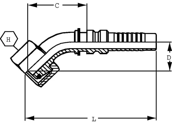 Alfagomma - DKOSH203645HEX41G2 - Hydraulische Kupplung 4sh-dn20-25s-m36x2.0 45° Hex41