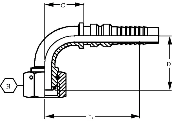 Alfagomma - DKRH322090G2 - Hydraulikkupplung 4SH-DN32-1" BSP 90°