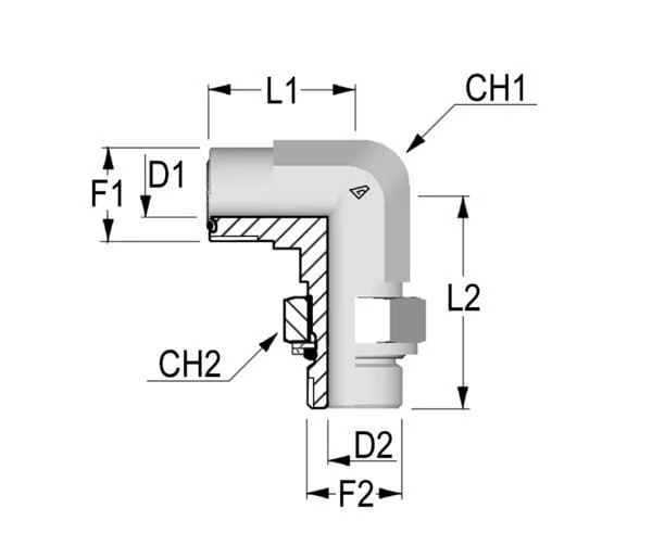 Alfagomma - KIOM0912 - Bogen 90° ORFS 9/16 x M12