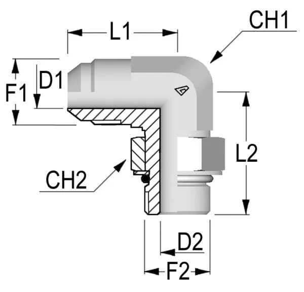 Alfagomma - KIU0709 - Bogenfitting 7/16 UNF x 9/16 UNF