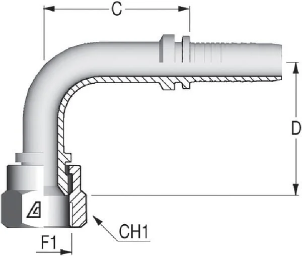 Alfagomma - PA201790L - Fitting DN20-1"1/16-UNF-90°