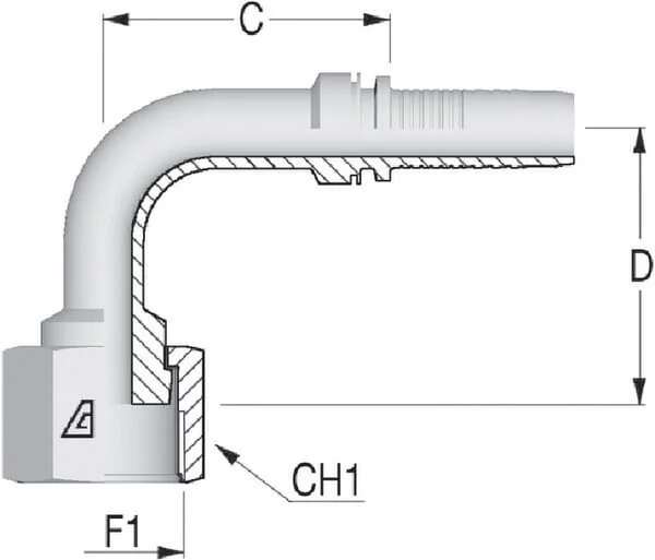 Alfagomma - PAV161990S - Fitting DN16-1"3/16 ORFS 90°