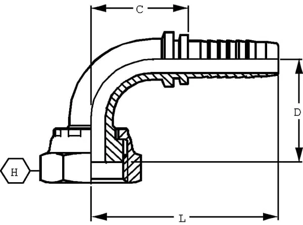 Alfagomma - PAV8990 - Fitting DN08-9/16 ORFS 90°